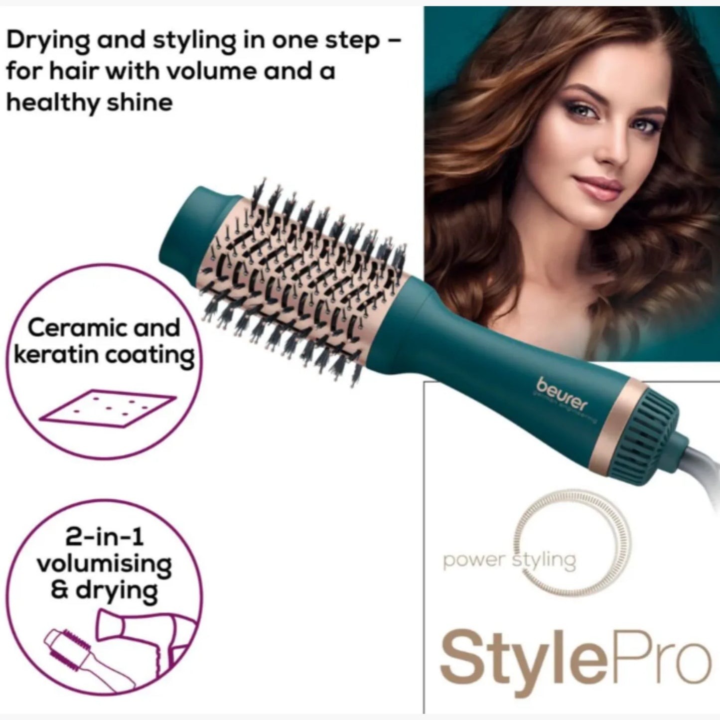 Beurer 2 in 1 Volumising Hair Drying Brush HC 45