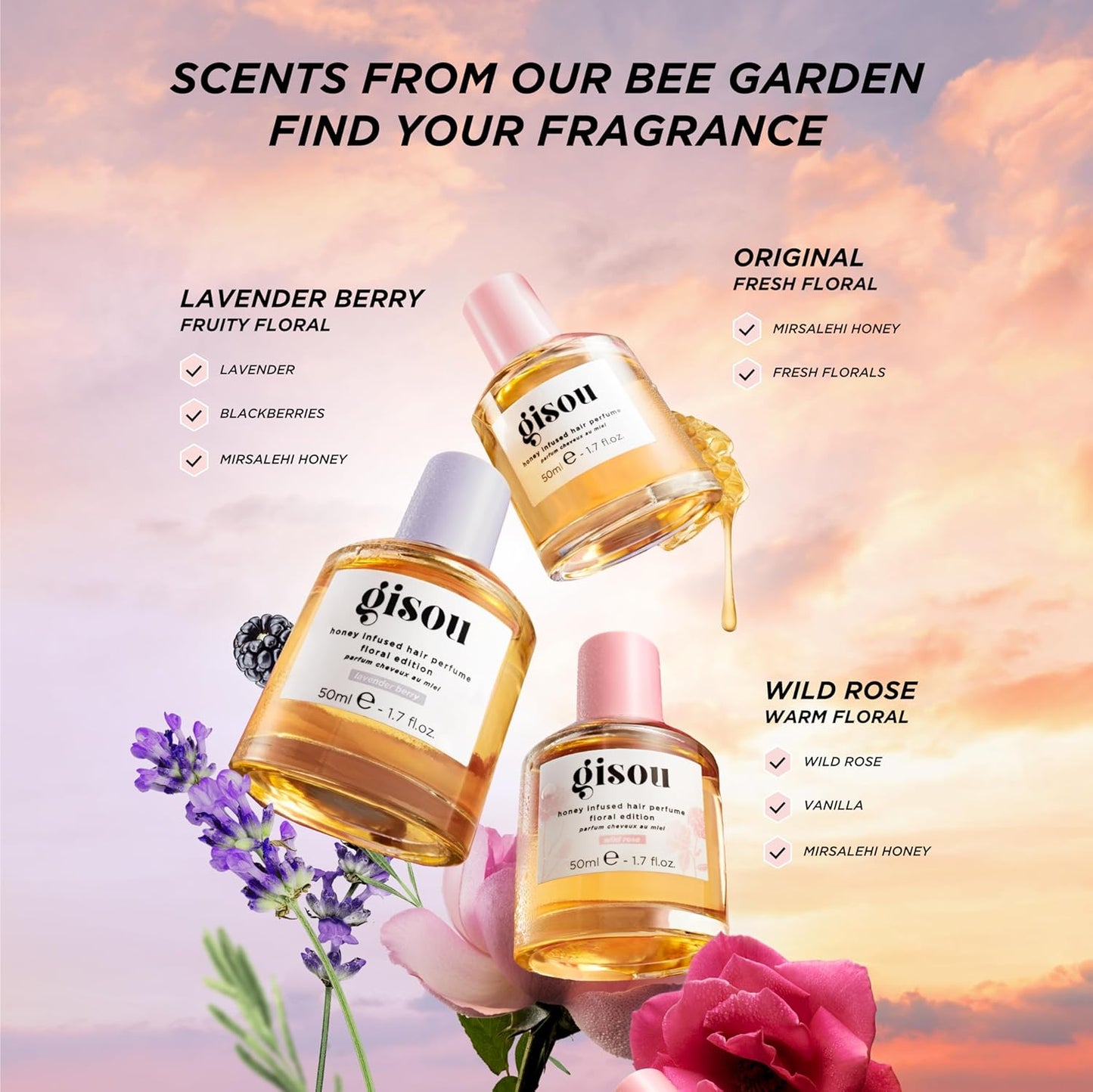 Gisou Honey Infused Hair Perfume Wild Rose