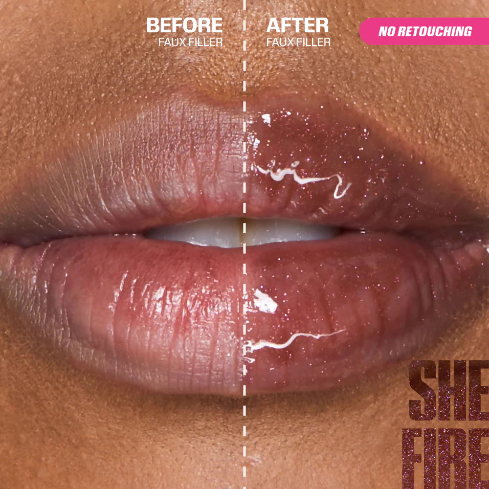 Huda beauty Icy Nude FAUX FILLER Shimmer Lip Gloss