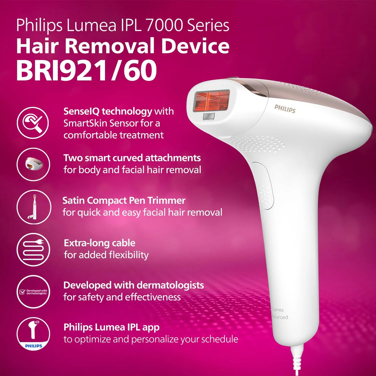 Philips Lumea IPL 7000 Series Hair Removal Device BRI921/60