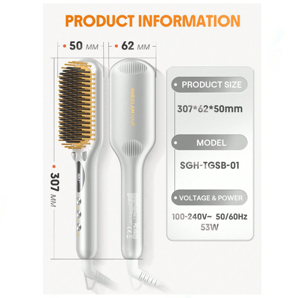 SHEGLAM Sleek Chic Triple Grip Straightening Brush-US Plug