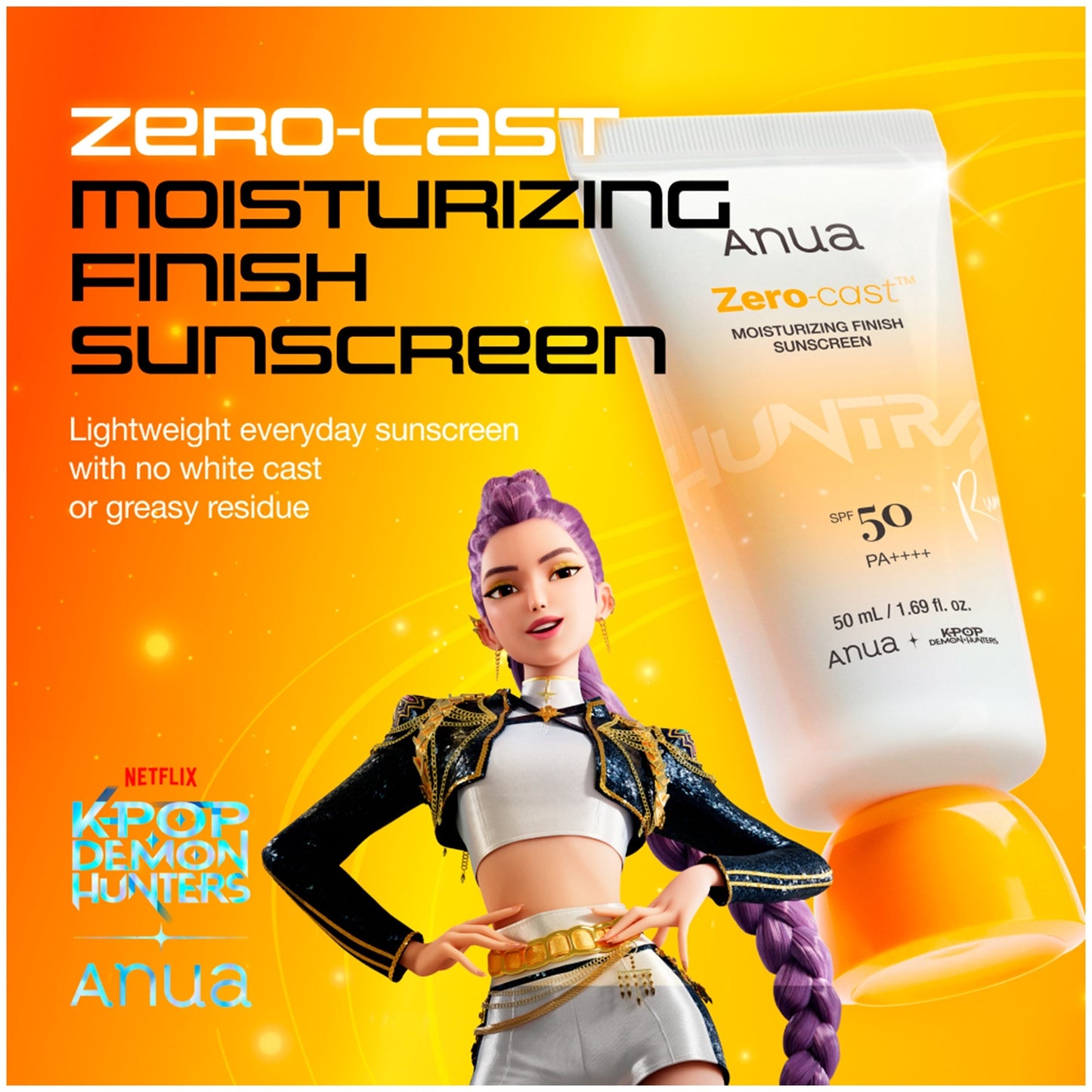 Anua Zero Cast Moisturizing Finish Sunscreen Kpop Demon Hunters