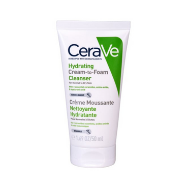    Shop Cerave Hydrating Cream-to-Foam Cleanser For Normal to Dry 50ml, Online in Pakistan - ColorshowPk