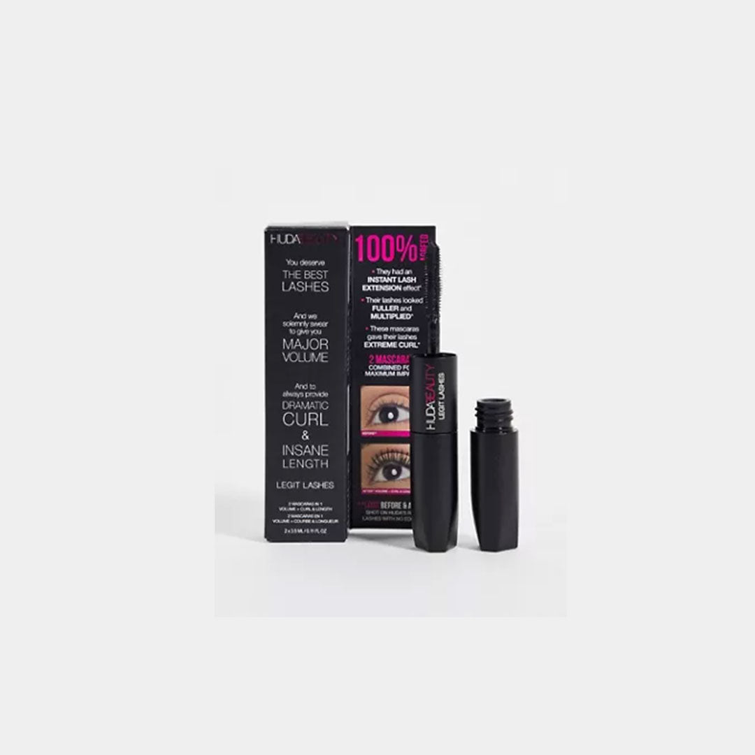 Huda Beauty Legit Lashes Double-Ended Volumizing and Lengthening Mascara With Box