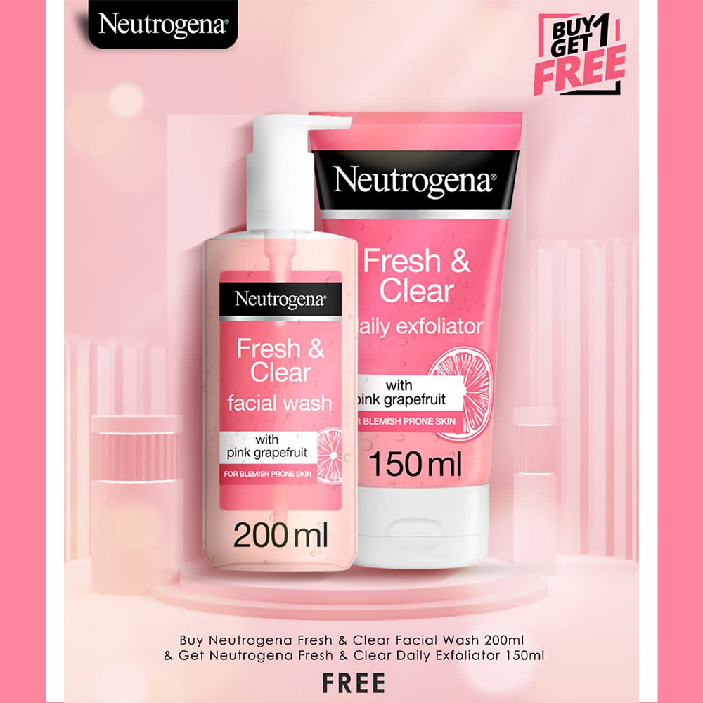 Neutrogena Fresh And Clear Exfoliator + Facial Wash Buy 1 Get 1 FREE