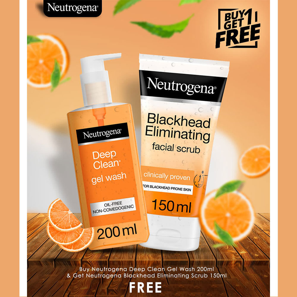 Neutrogena Blackhead Facial Scrub + gel wash  Buy 1 Get 1 FREE