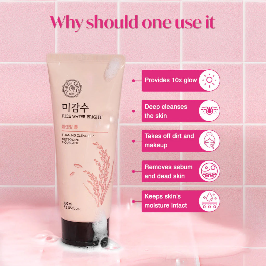 The face shop rice water bright cleansing foam | ColorShow