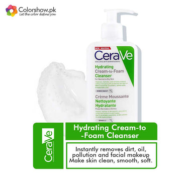Shop Cerave Hydrating Cream-to-Foam Cleanser For Normal to Dry USA Online in Pakistan - ColorshowPk  