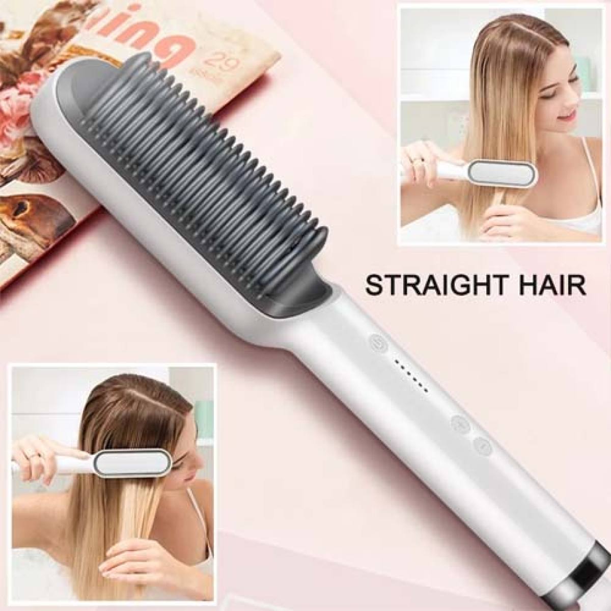 Ceramic Heated Hair Brush – Hair straightener – HQT-909B